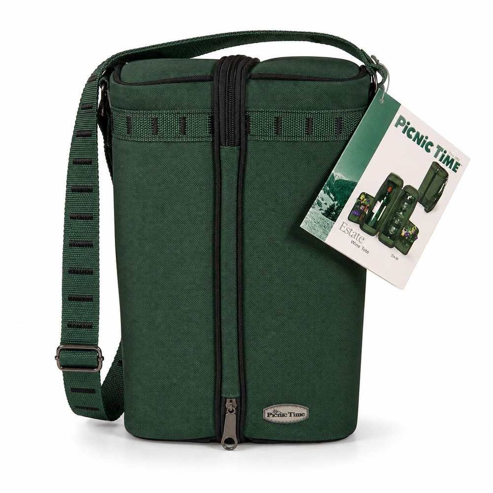 Picnic Time Estate Wine Tote Unisex OS Green NEW Insulated 2 Bottle Carrier Bag